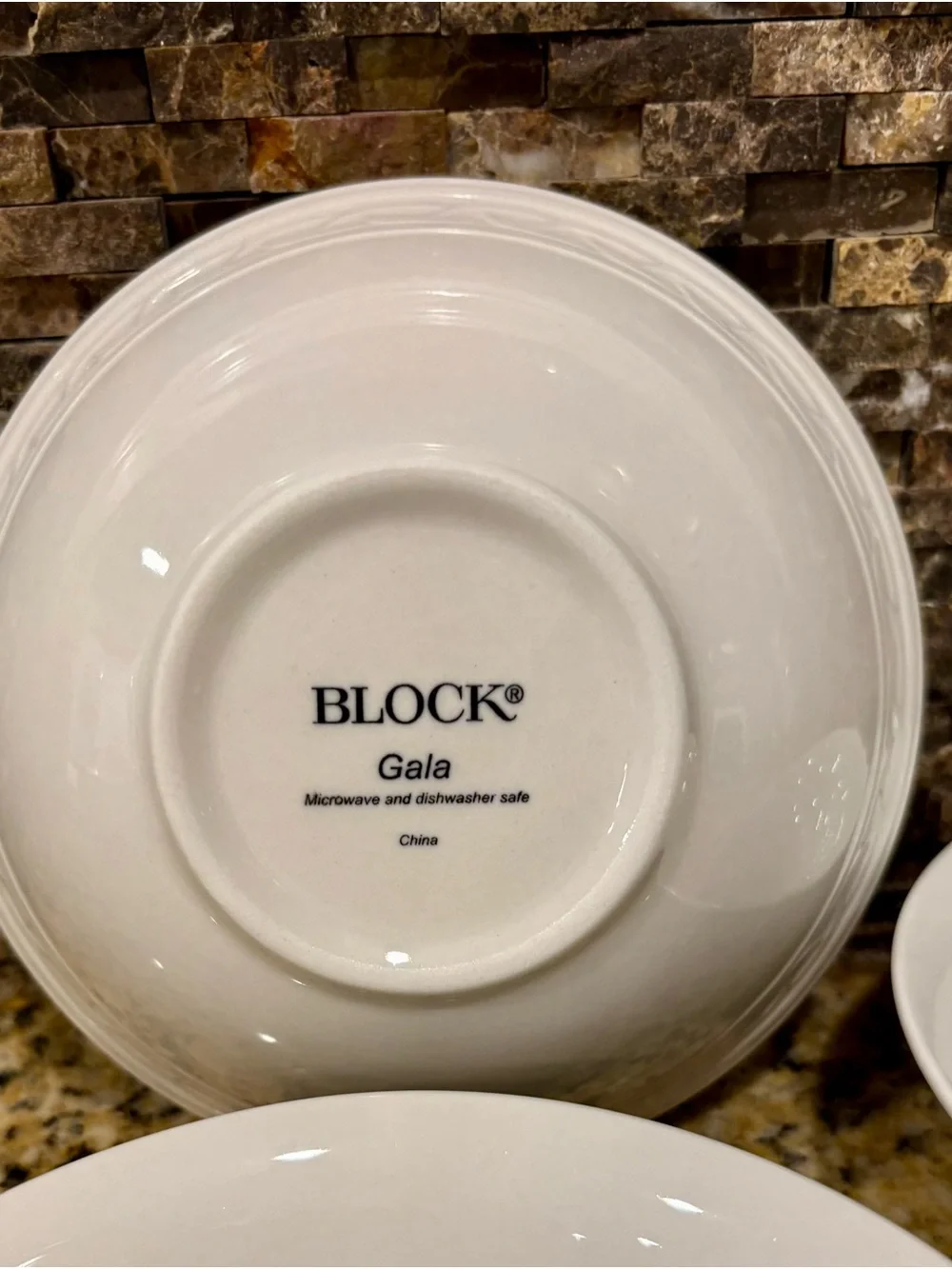 Gala by Block White Ceramic Serving Bowls Braided Scroll border- Set of 6